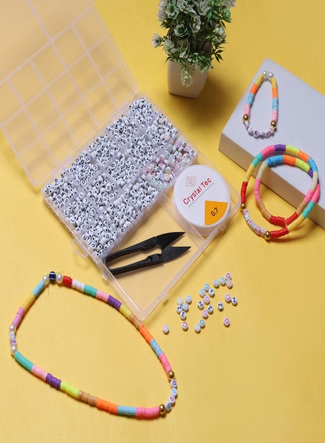 ambitieux Jewelry Making Kit For Kids - Diy Beads Kit With 15+2 Compartment Box, Colorful Beads, Cutter & Elastic Thread - Birthday Gift For Girls (A To Z Alphabet Emojis),Multicolor - Image 2